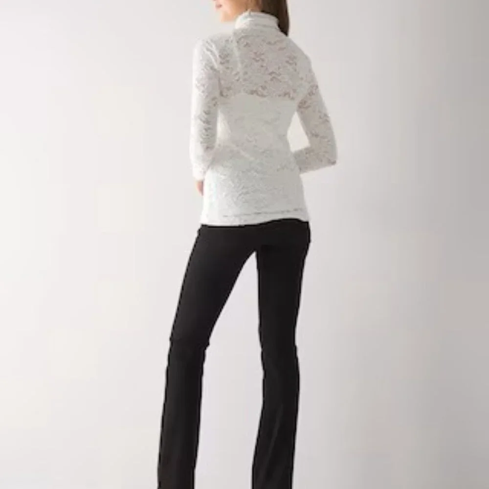 WHITE HOUSE BLACK MARKET ECRU LACE TURTLENECK LONG SLEEVE TOP XS NEW WITH TAGS